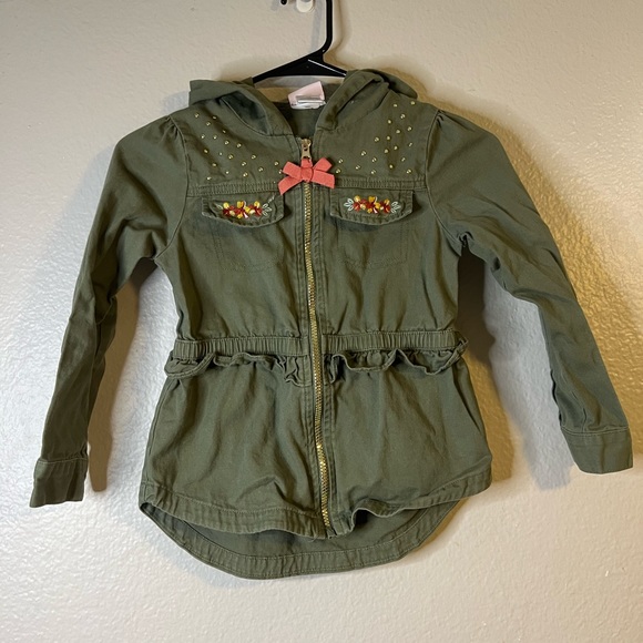 Little Lass Girls Utility style hooded zip Jacket 7/8 - Picture 2 of 5